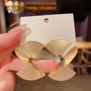 復古扭曲螺旋造型耳環,女士派對婚禮氣質飾品,幾何金色銀色金屬耳環 6 最佳銷售 新娘耳環 - №1