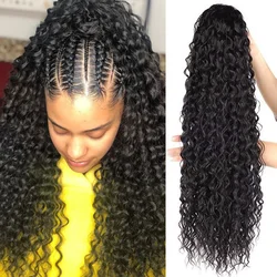 Rabo de cavalo longo e encaracolado para mulheres, cordão sintético natural, extensão de cabelo com clipe, enrole cabelos afro