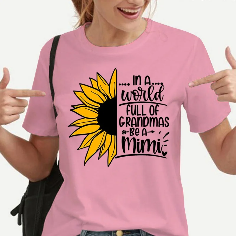 Hot Mother'S Day Sunflower Print T-Shirt Summer Casual Loose T Shirt Women Fashion Harajuku Shirts