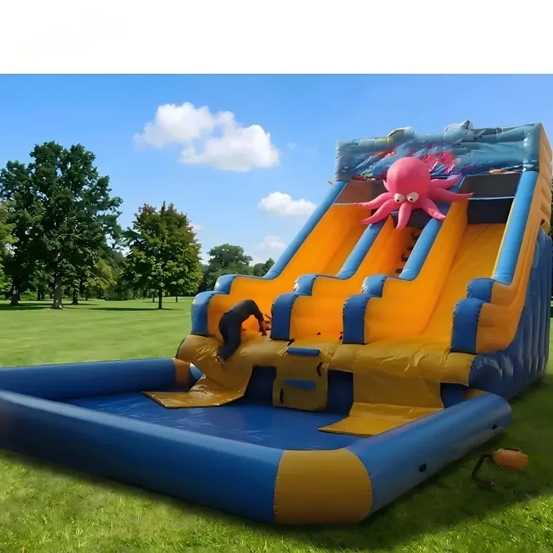 Commercial PVC Inflatable Octopus Double Lane Water Slide Adults Water Slide Aqua Slide for Water Park with Airtight Pool
