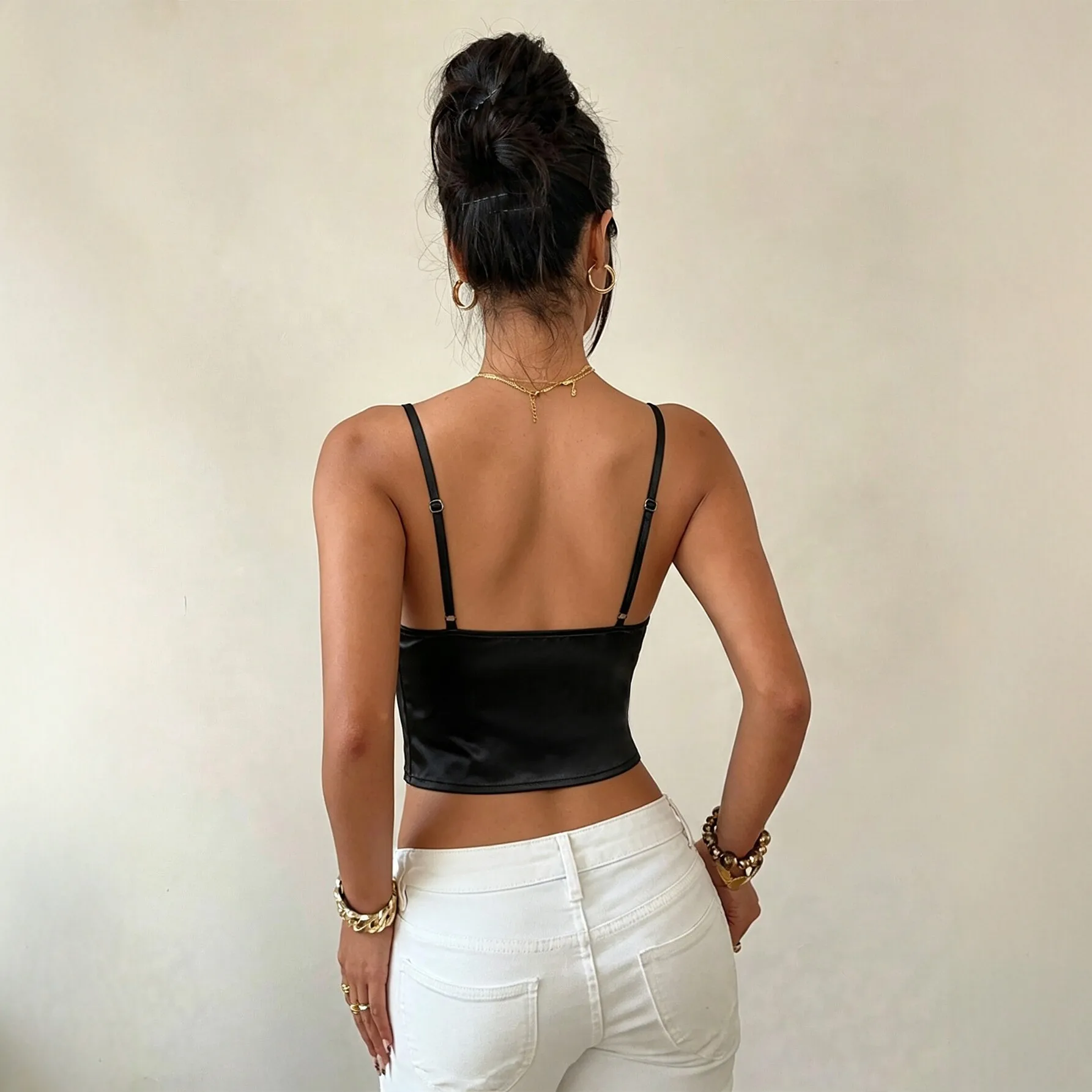 Square Neck Asymmetric Hem Top Slim Fit Short Length Elegant Commute with Spaghetti Strap Non Removable Straps Women Tanks