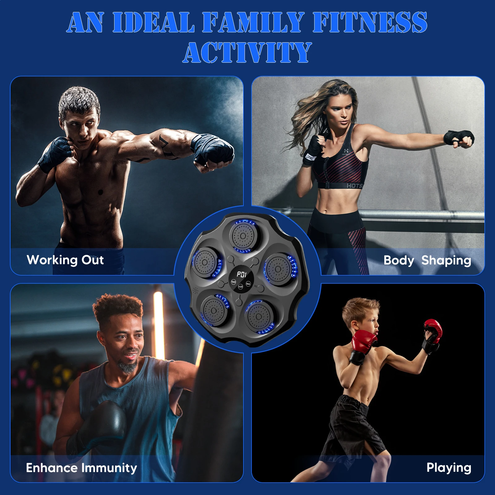 New Upgraded Smart Music Boxing Machine Beats Withthe Rhythm Of Music LED Sandbag Relaxing Reaction Training Target Boxing