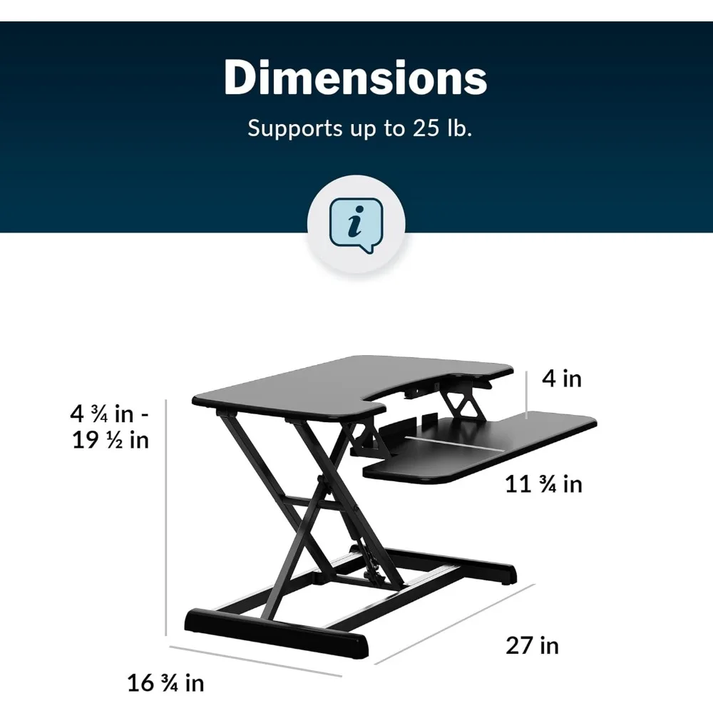 Two-Tier Standing Desk Converter for Monitor & Accessories - Height Adjustable Sit Stand Desk - Fully Assembled Monitor Riser