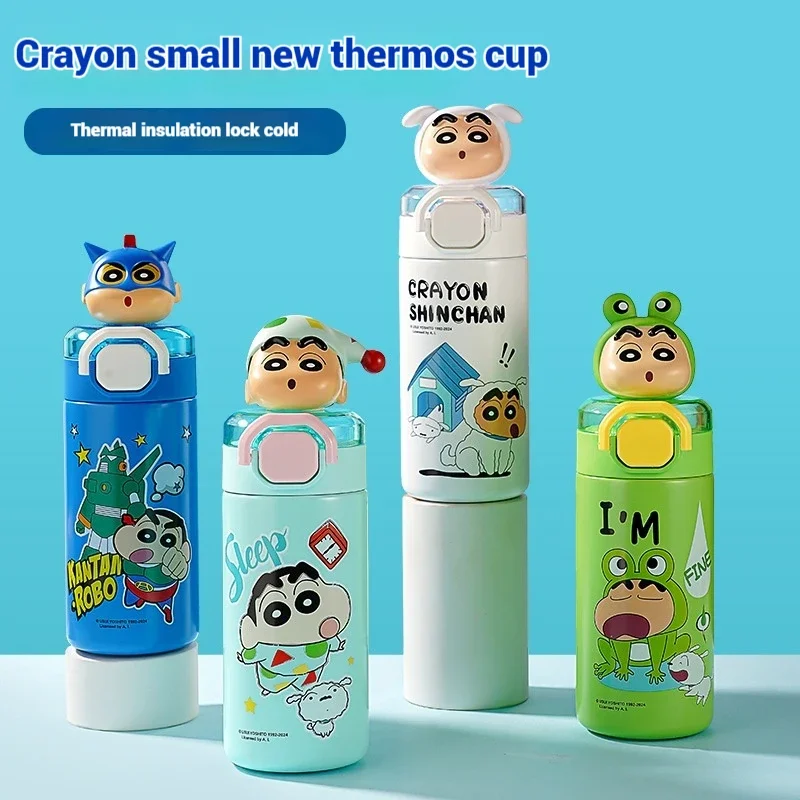 New Anime Crayon Shin-Chan Straw Insulated Cup Cute Student Cartoon Straw Cup 304 Children\'S Stainless Steel Water Cup Portable