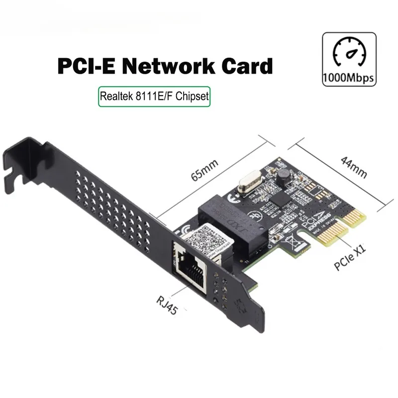 1000mbps Single Port Gigabit Ethernet PCI Express Wired Network Card RJ45 Port Lan Adapter NIC Realtek 8111 Chipset