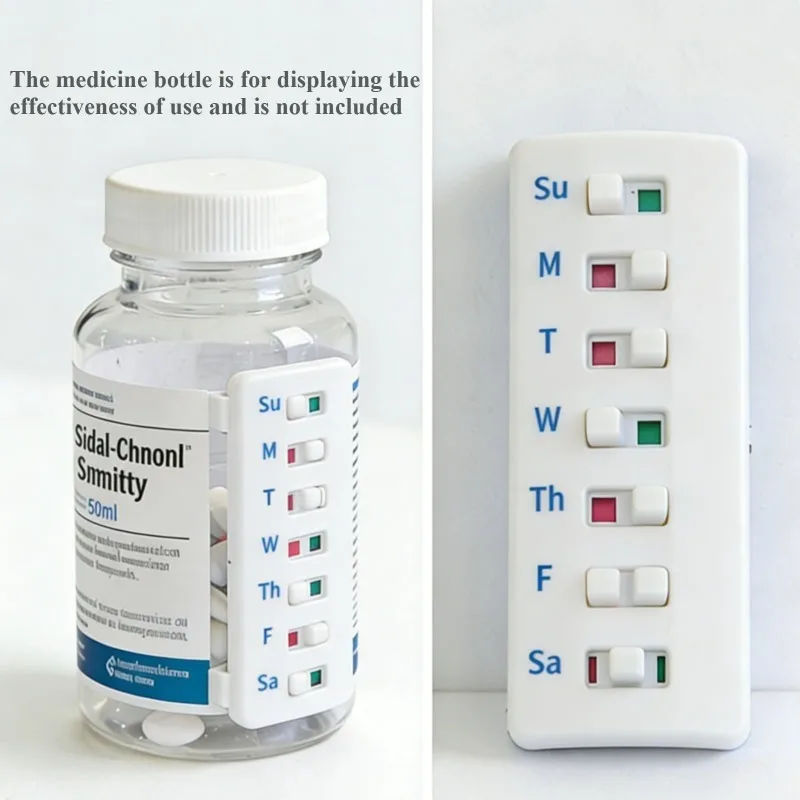 Reusable Medication Pill Tracker, Portable Daily Medicine Reminder Recorder for Multiple Pill Bottles