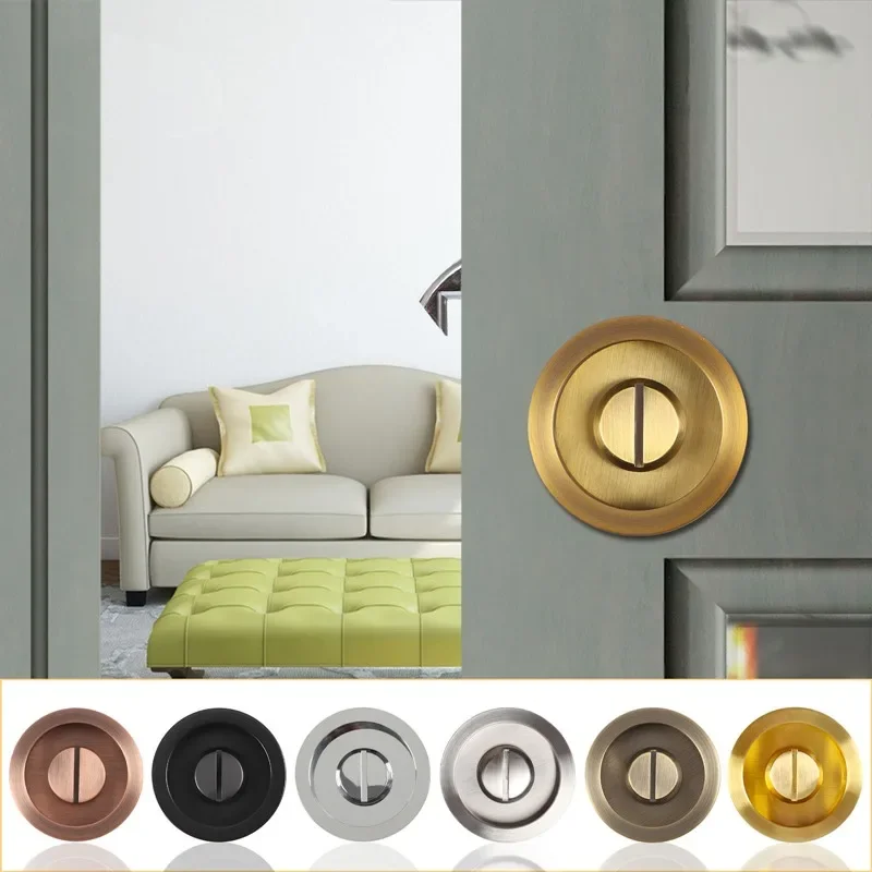 1 Set Invisible Door Circular Sliding Lock, Balcony and Kitchen Hotel Bathroom Hook Background Wall Brushed Lock