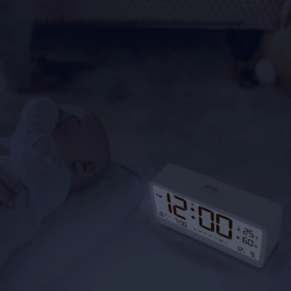 Intelligent Electronic Digital Alarm Clock LED Large Screen Brightness Adjustable Date Display Table Clock Rectangular