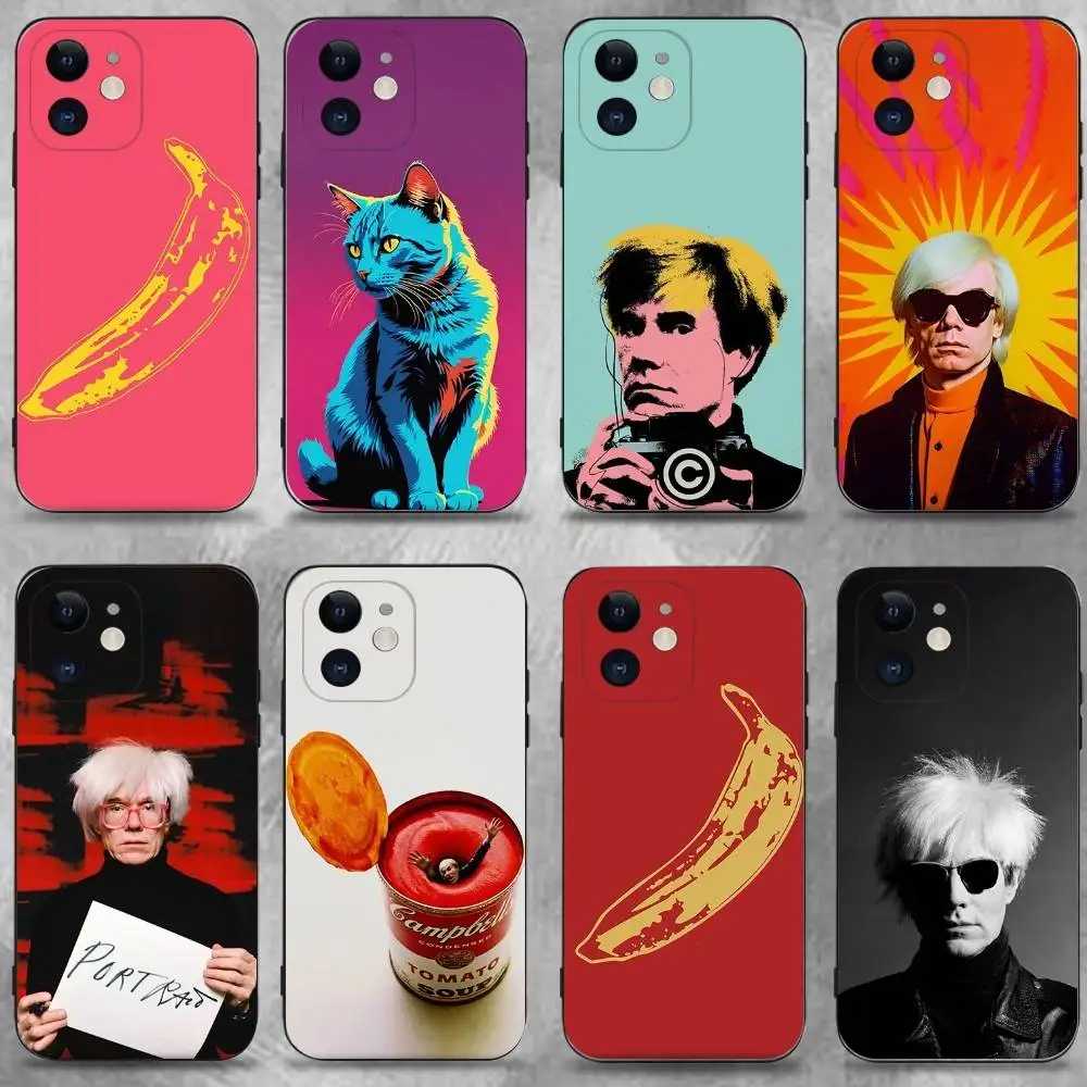 

A-Andy W-Warhol Art Phone Case For iPhone 16,15,14,13,12,11 Plus,Pro Max,XS,X,XR,SE,Mini,8,7,Soft Silicone Black Cover