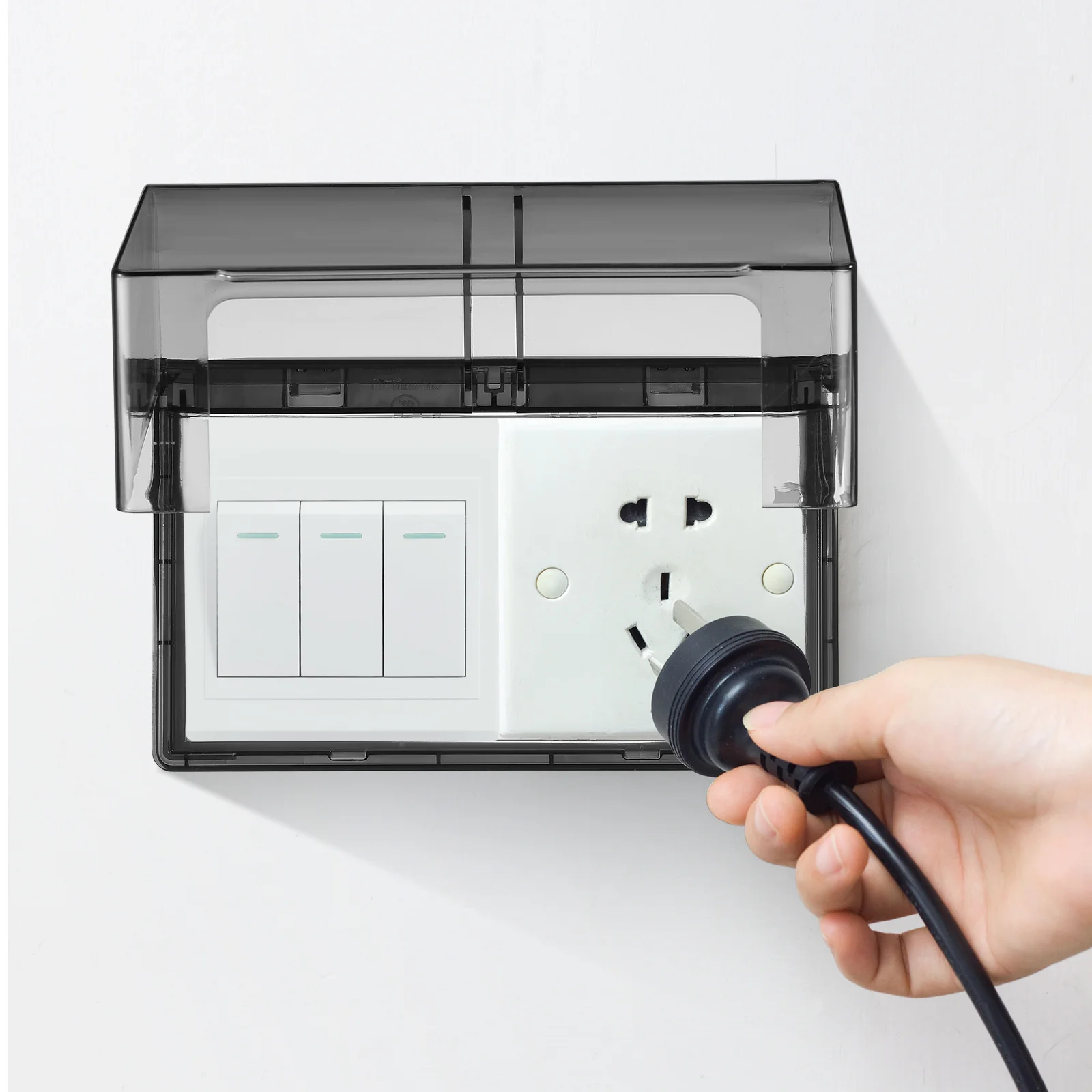 1Pcs Verdickte Doppel-Position Wasserdichte Steckdose Abdeckung Klebstoff Klebrige Spritzwassergeschützte Schutzhülle Outlet Box für Küche
