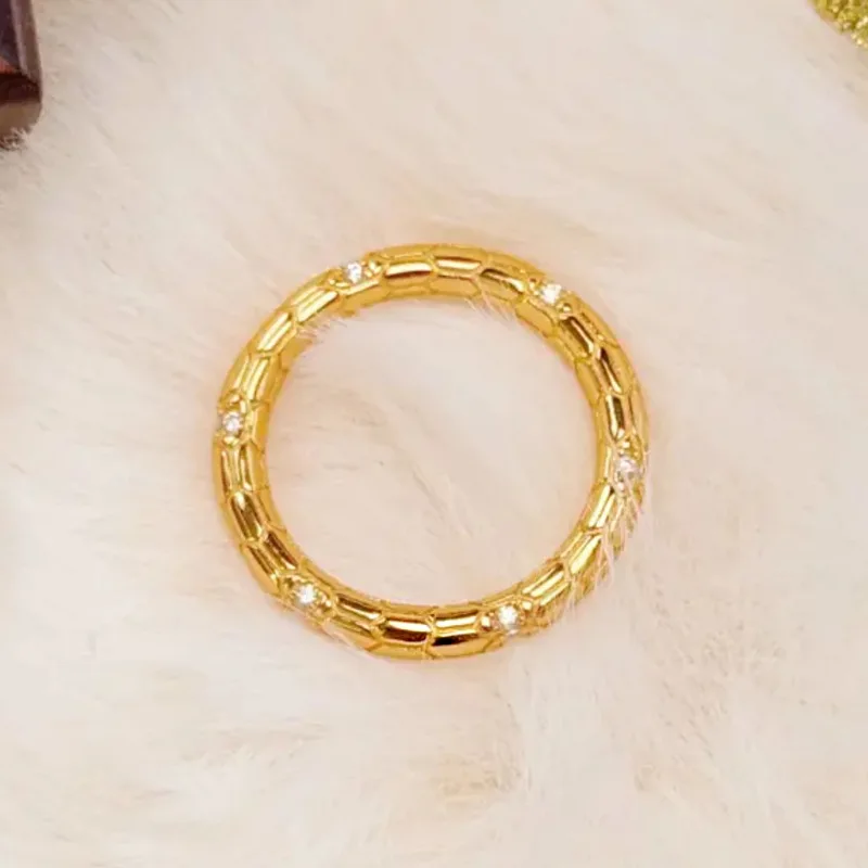 Luxury 9999 24K Solid gold certifid gold snake ouroboros minimalist and versatile plain ring style