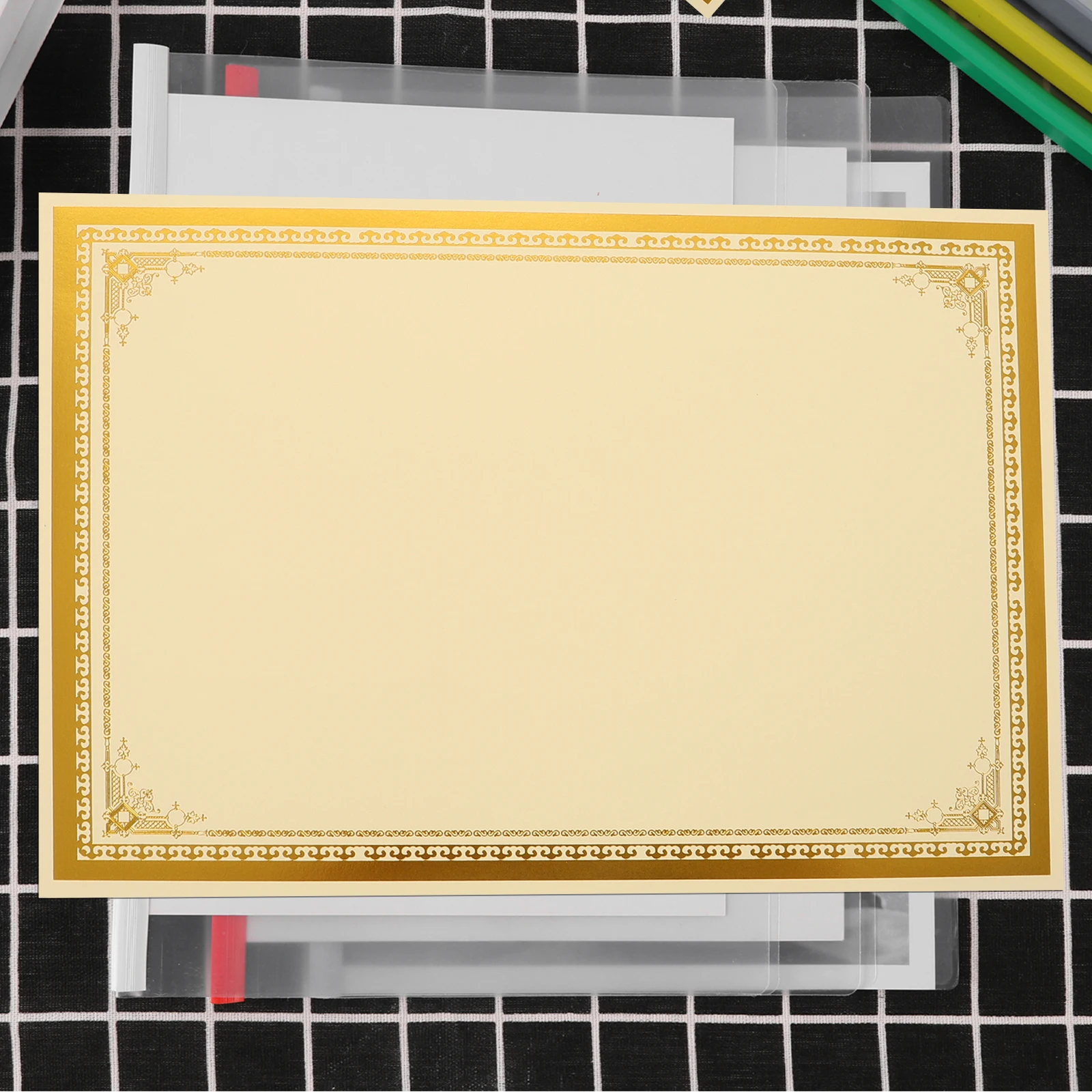 

30Pcs Blank Certificate Paper A4 250G Gold Foil Insert for Diploma Award Graduation Office School Volunteer Teacher Student