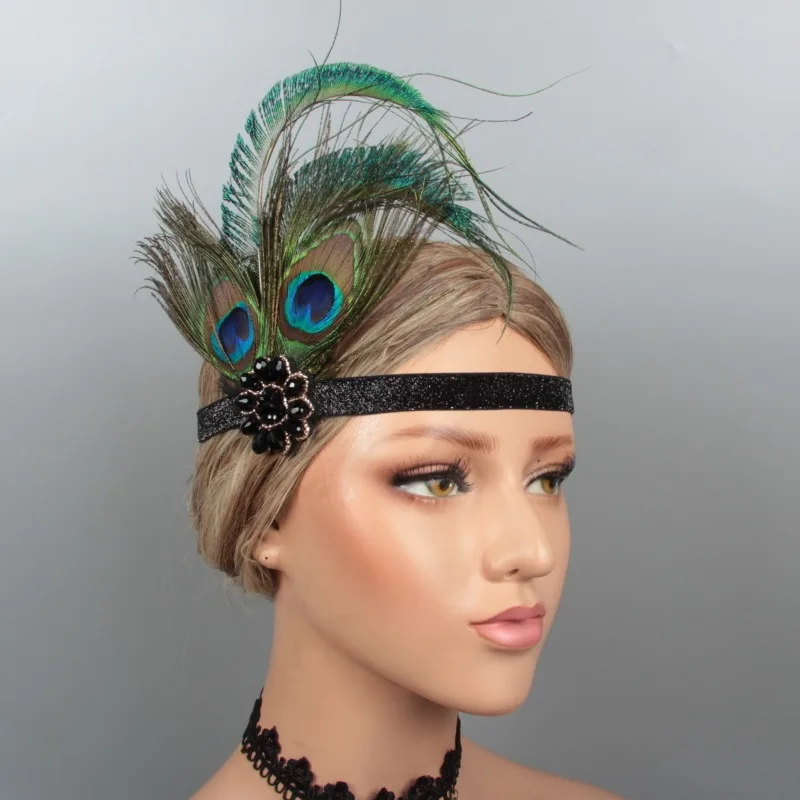 

Feather Headband Set for Women Party Dance Bridal Hair Accessories with Elastic Band Costume Deco Party Headwear