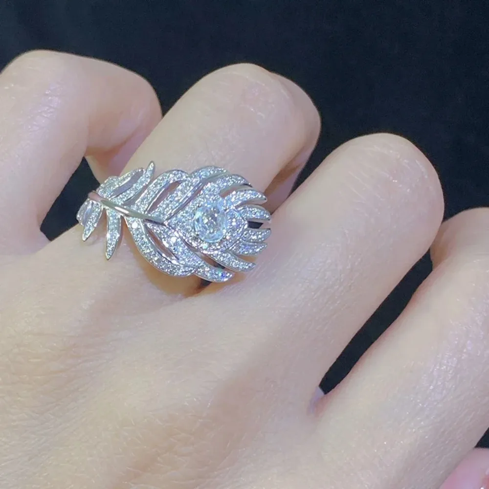 

High Quality S925 Brand Luxury Jewelry, Ladies' Romantic Angel Feathers, Exquisite Rings, Elegant Accessories