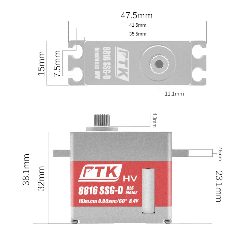 PTK 8816 SSG-D All metal digital programmable servo 26KG HV servo turbojet fixed wing helicopter servo KST589 Same level