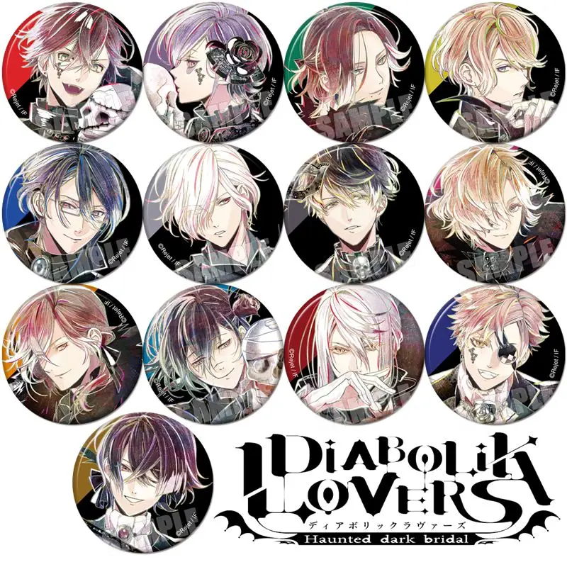 58mm DIABOLIK LOVERS anime Badge Sakamaki Shu Kanato Laito Subaru Cool Vampires Brooch Icons Buttons