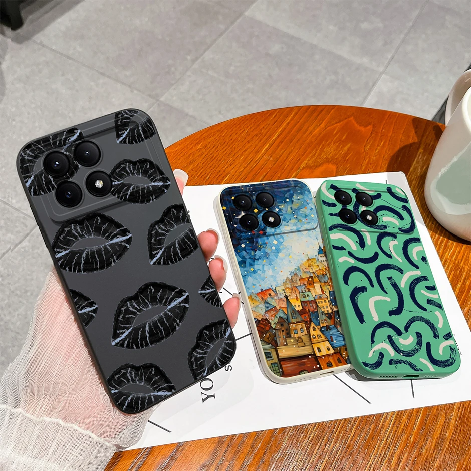 Case For Xiaomi Poco X6 Pro 5G Fashion Black Coconut Tree Silicone Soft Shockproof Casing For XiaomiPocoX6 Pro 5G Fundas Bumper