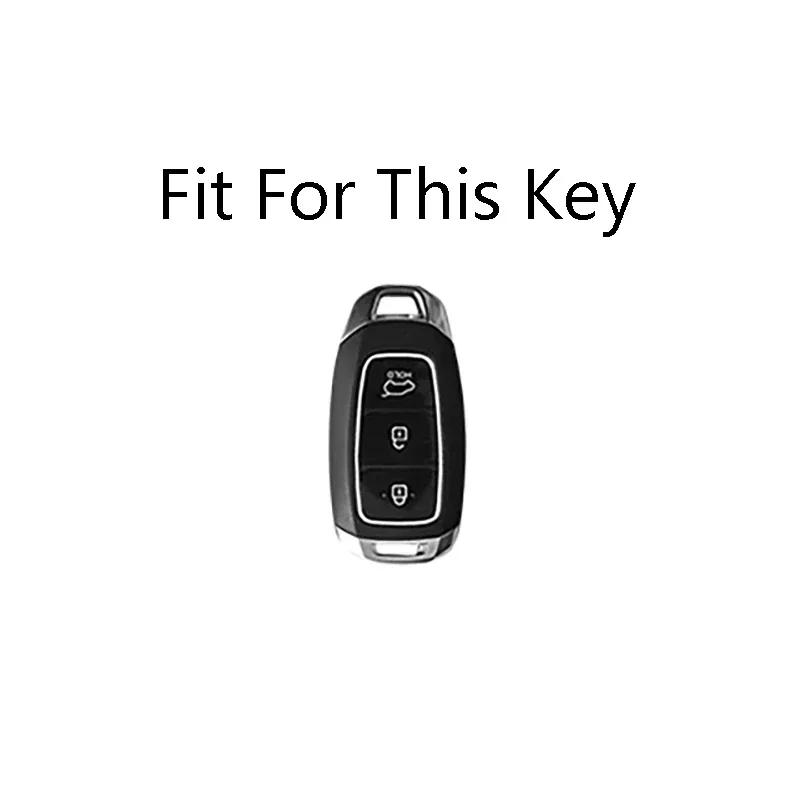 Zinc Alloy Car Key Case For Hyundai Elantra GT Kona 2018 2019 Santa Fe Veloster Smart Remote Fob Cover Protector Bag Car Styling