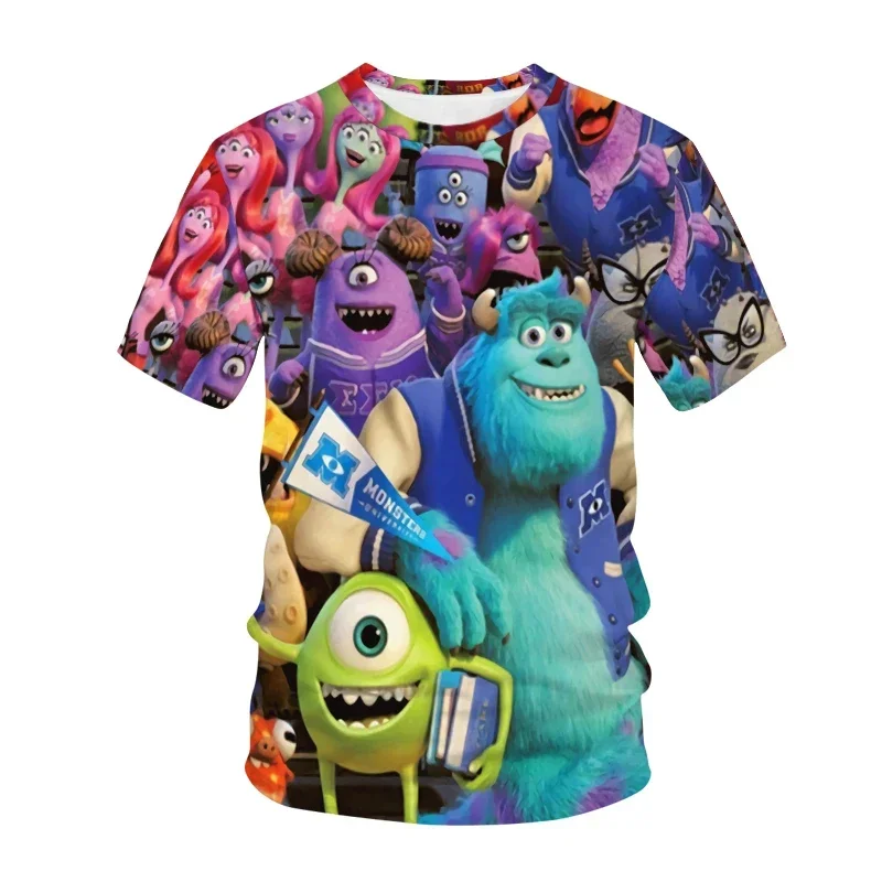 Disney Monsters Power Company 3D Printed Men\'s T-shirt Summer Casual Short Sleeve Tshirts Tops Kids Funny T-shirts Plus Size