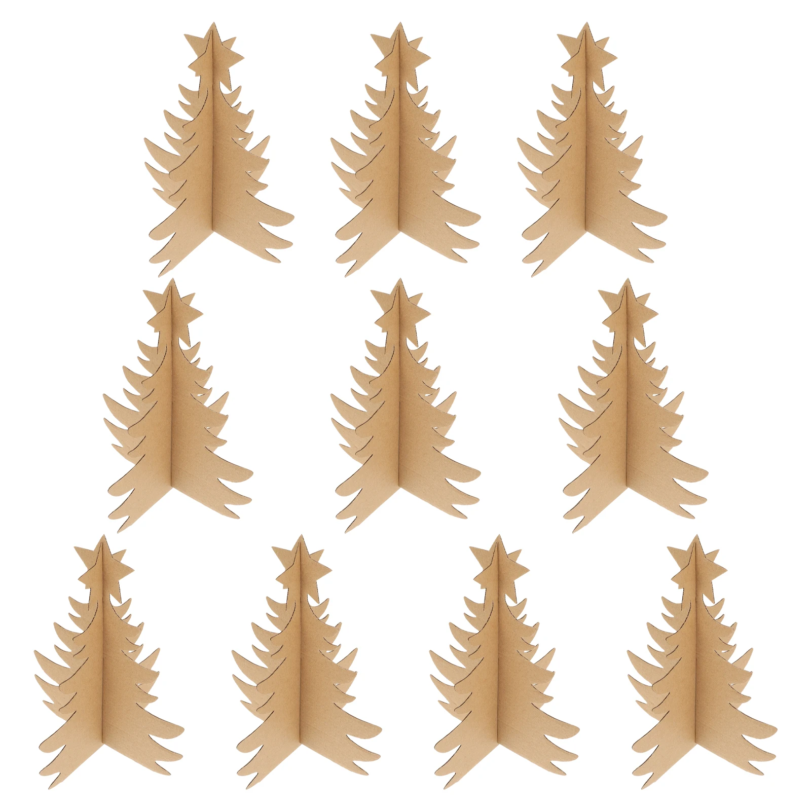 

10 pcs Christmas Tree Handmade Materials Kids Unfinished Paper DIY Adornment Tabletop Decor Xmas Ornament Creative Educational