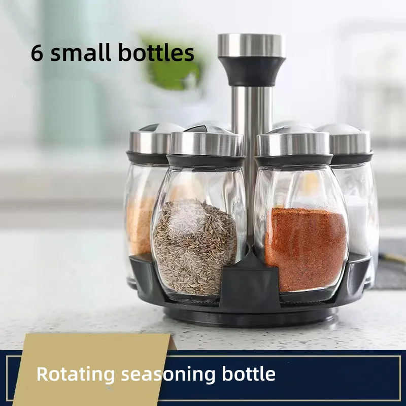 360 ° rotating rack for seasoning, glass bottle for cooking, barbecue seasoning can