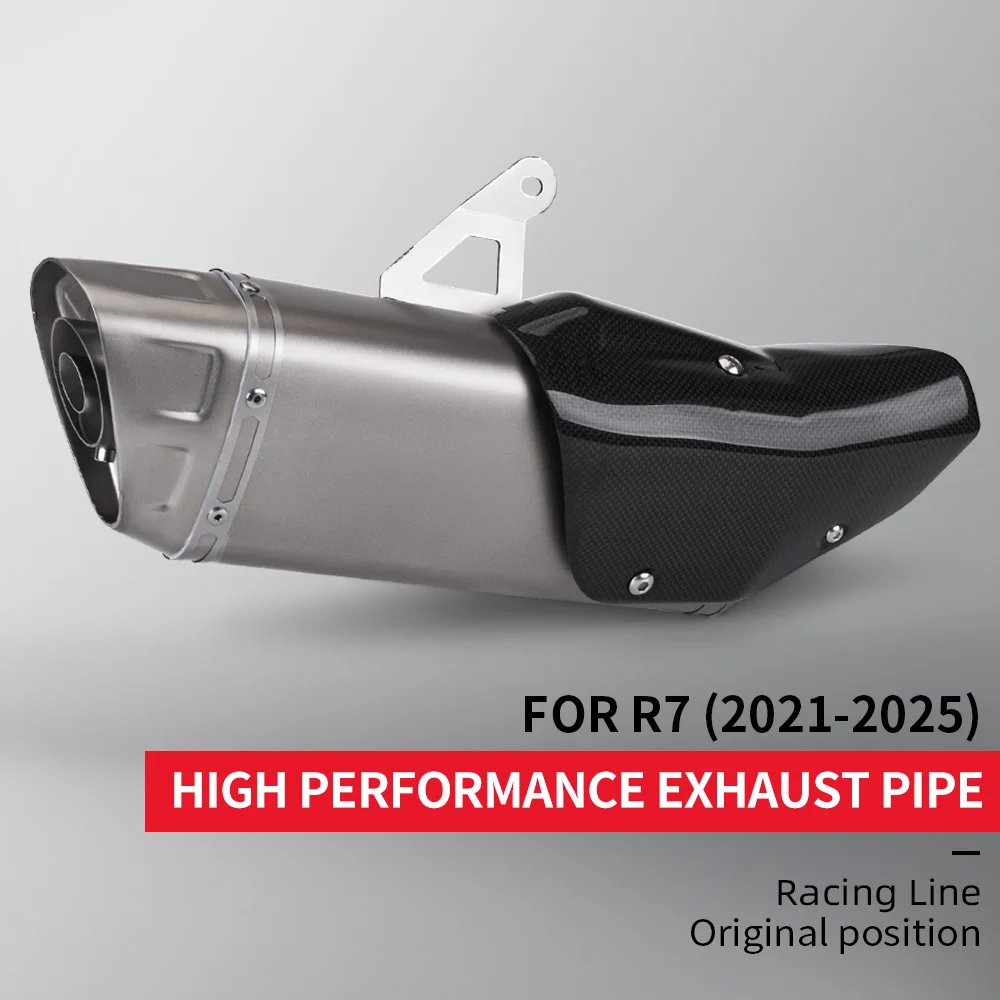 

Motorcycle Exhaust System Stainless Steel Muffler with Carbon Fiber Cover 51mm Slip-On Modified Tail Pipe Kit For YZF-R7 R7