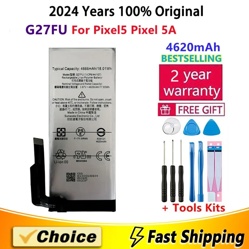 

4620mAh Original High Quality Battery G27FU For HTC Google Pixel 5A,Brand New Replacement Phone Lithium Battery+Tools