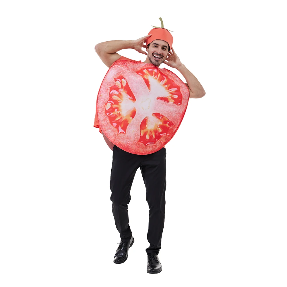 Adult Purple Grapes Sliceme Orange Tomato Bunch Costume with Hat Funny Food Fruit Party Halloween Suit Carnival Easter Purim