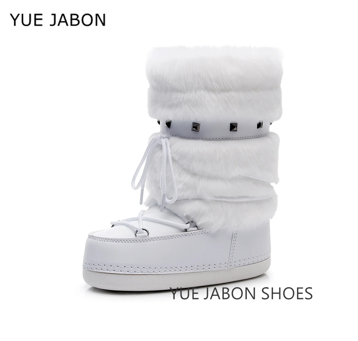 New Trendy Pink Large Head Snow Boots Women Winter New Letter down Cotton Shoes Rivets Waterproof Anti-slip Space Ski Boots