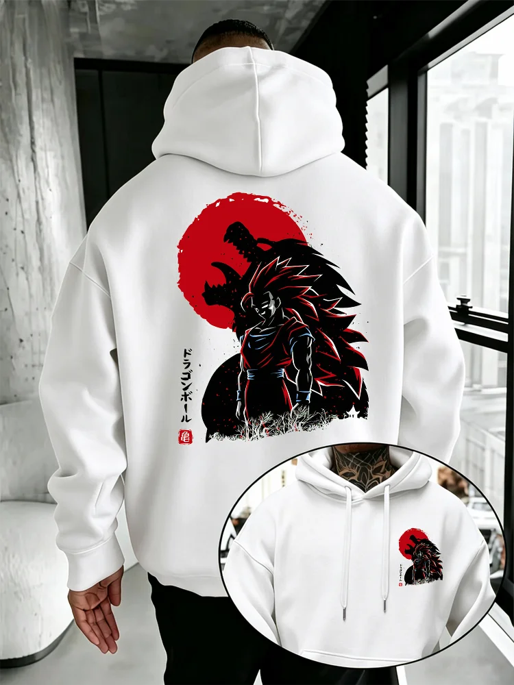Bandai Dragon Ball Super Men's Hoodie Japanese Anime Style Fleece Sweatshirt High Quality Warm Autumn Winter Pullover