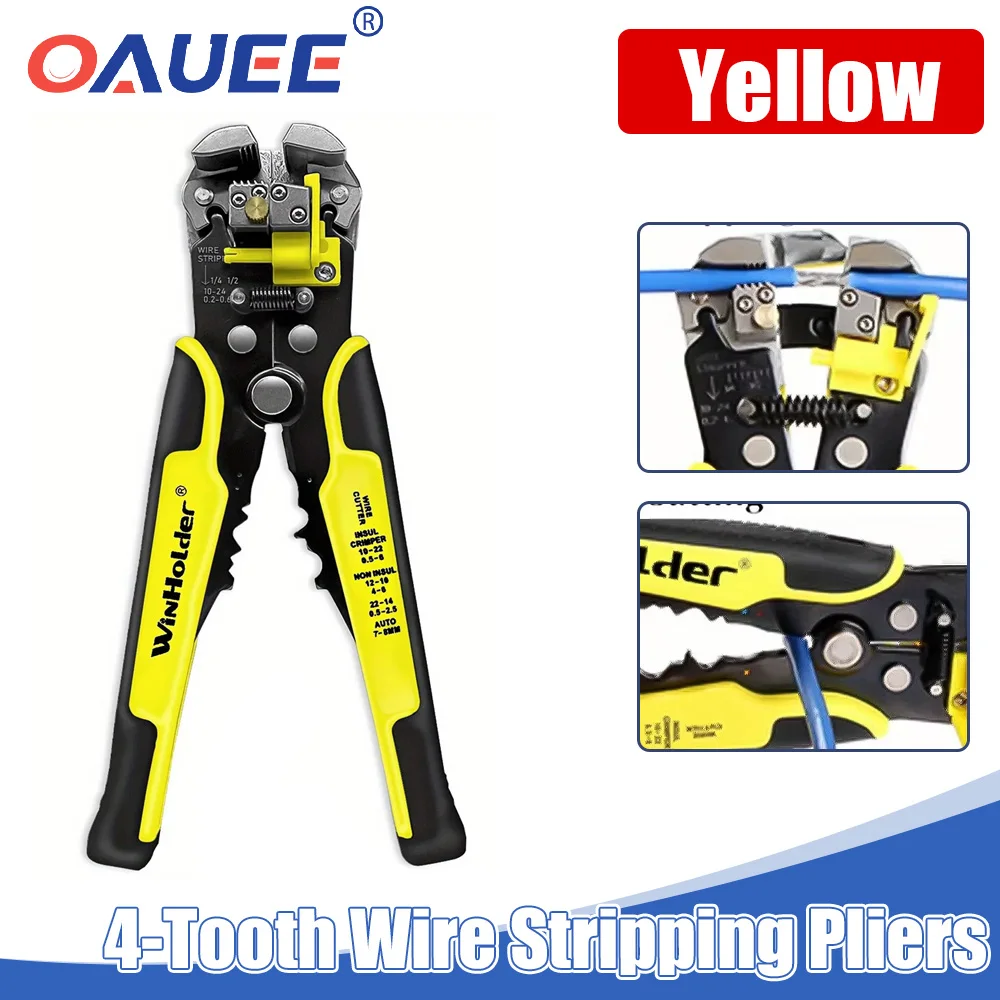 

Special Wire Stripping Pliers Wire Cutting Stripping and Peeling Automatic Wire Breaking Cable Yellow 4 Teeth Stripping Pliers