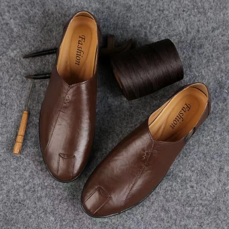 Genuine Leather Men Casual Shoes Luxury Brand 2024 Mens Loafers Moccasins Breathable Slip On Lazy Driving Shoes Plus Size 38-47