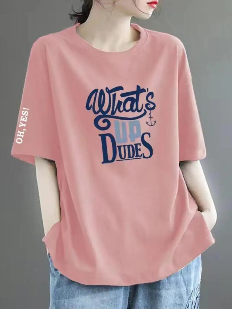 ファッショナブルな半袖-tシャツ-レディース-ルーズフィット-カジュアル-多用途-夏用トップス-痩身耳カバー-スタイリッシュ-プラスサイズ