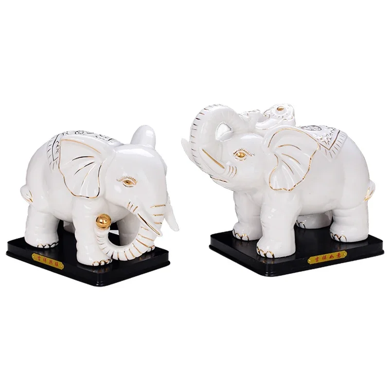 

Ceramic Elephant Decoration: A Pair of White Lucky and Auspicious Fengshui Elephant Creative Decoration Office Decoration