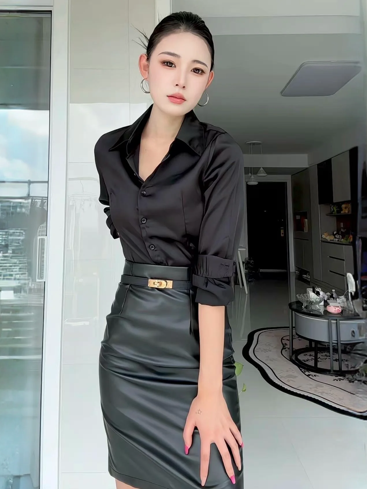 

Комплект из топа и юбки для женщин: модный, с завышенной талией, облегающий, из хлопковой смеси, для делового и повседневного стиля, летняя рабочая одежда