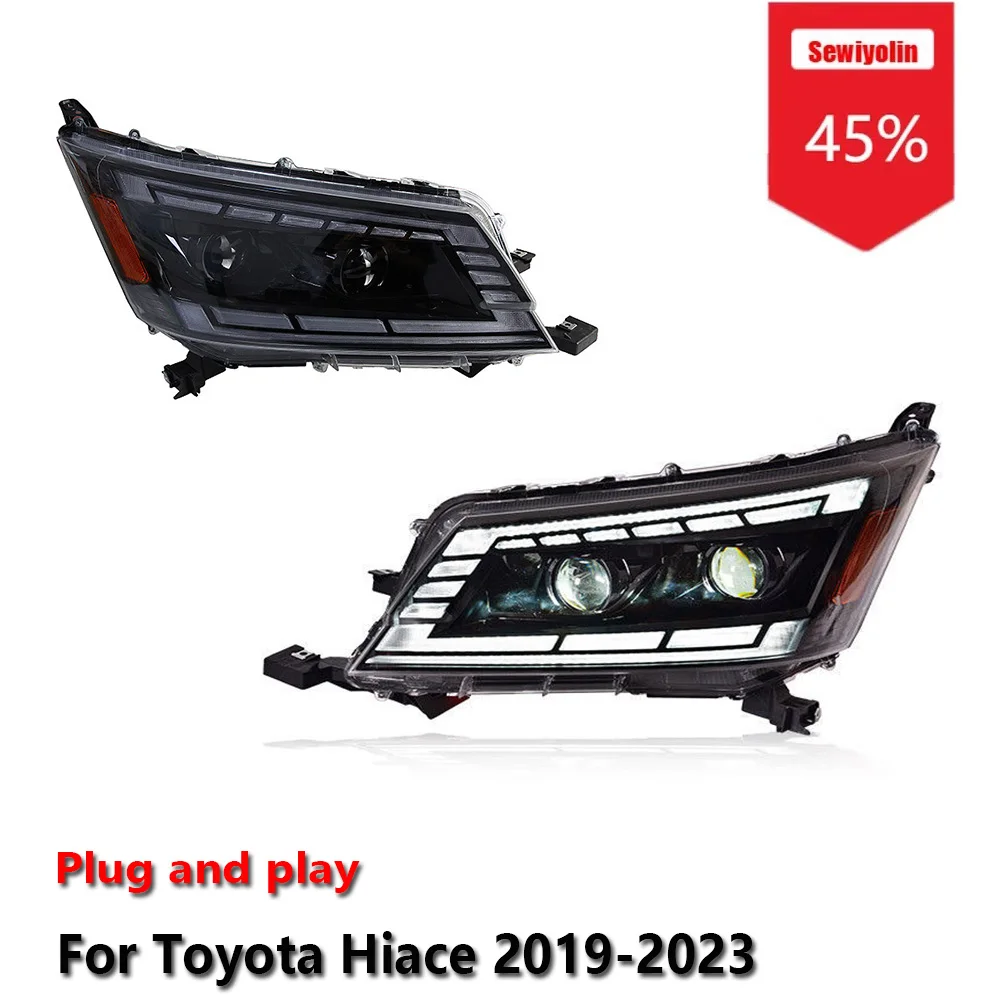 

Sewiyolin Car LED Headlight Assemblies For Toyota Hiace 2019-2023 Fog DRL Brake Turn Signal Lamp Plug and Play