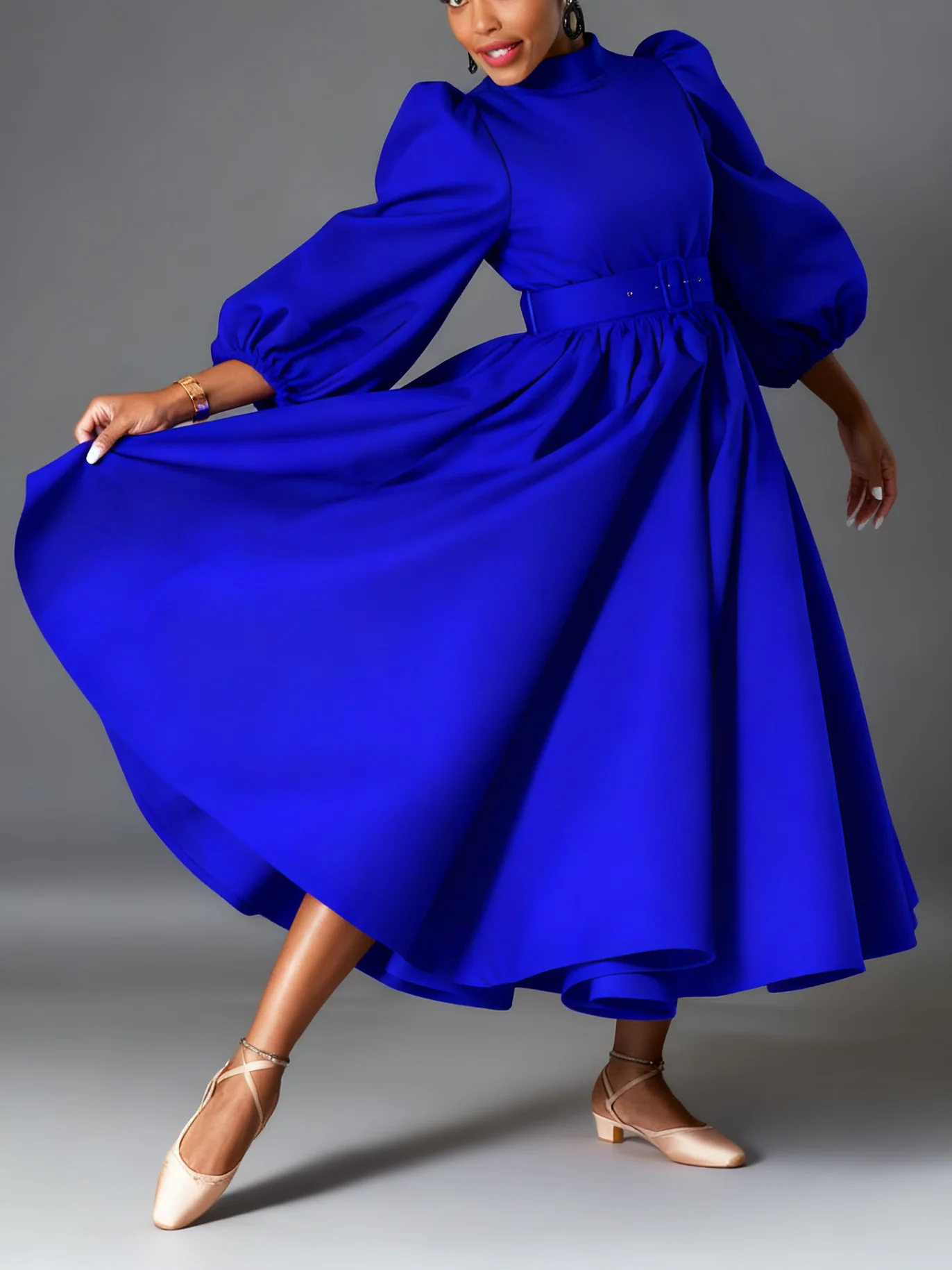 بالإضافة إلى حجم، فستان قميص الربيع والخريف بأكمام طويلة