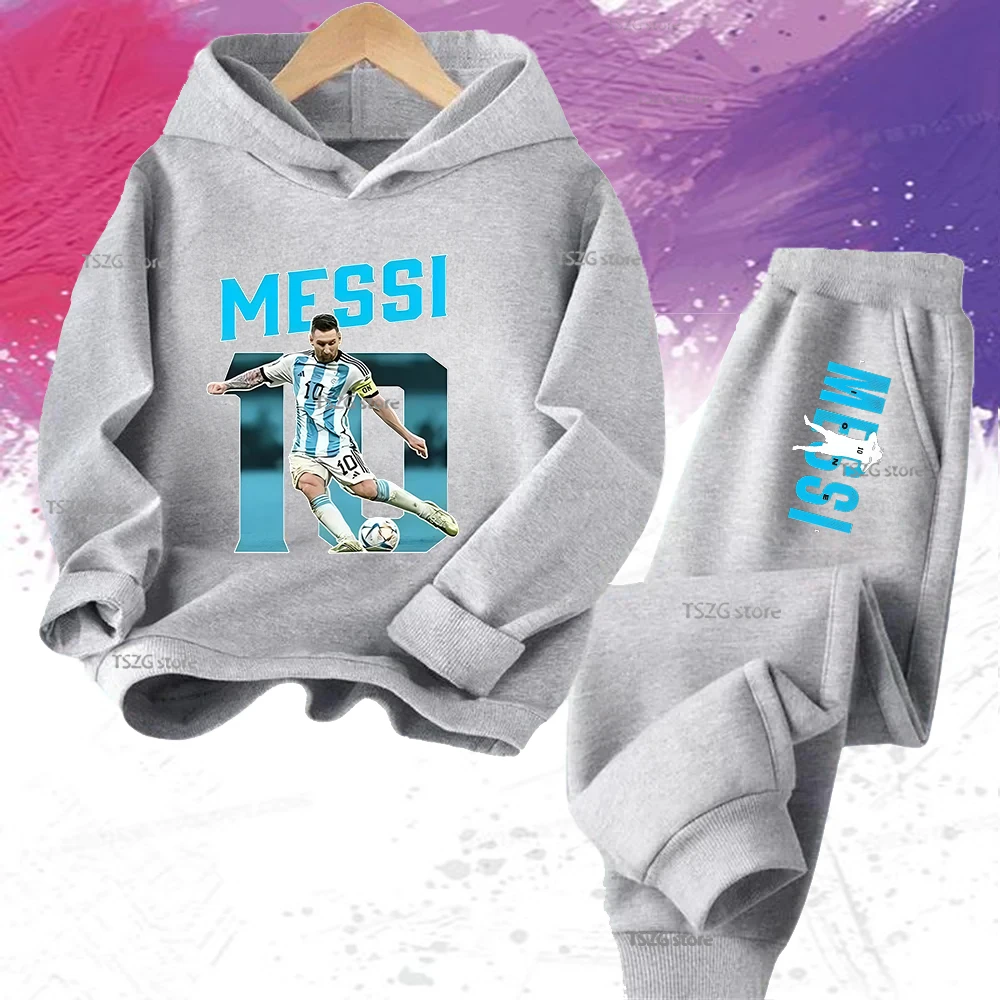 ميسي الصورة الرمزية المطبوعة ملابس الأطفال الأطفال الخريف والشتاء هوديس السراويل 2 قطعة ملابس رياضية غير رسمية للأولاد والبنات #6