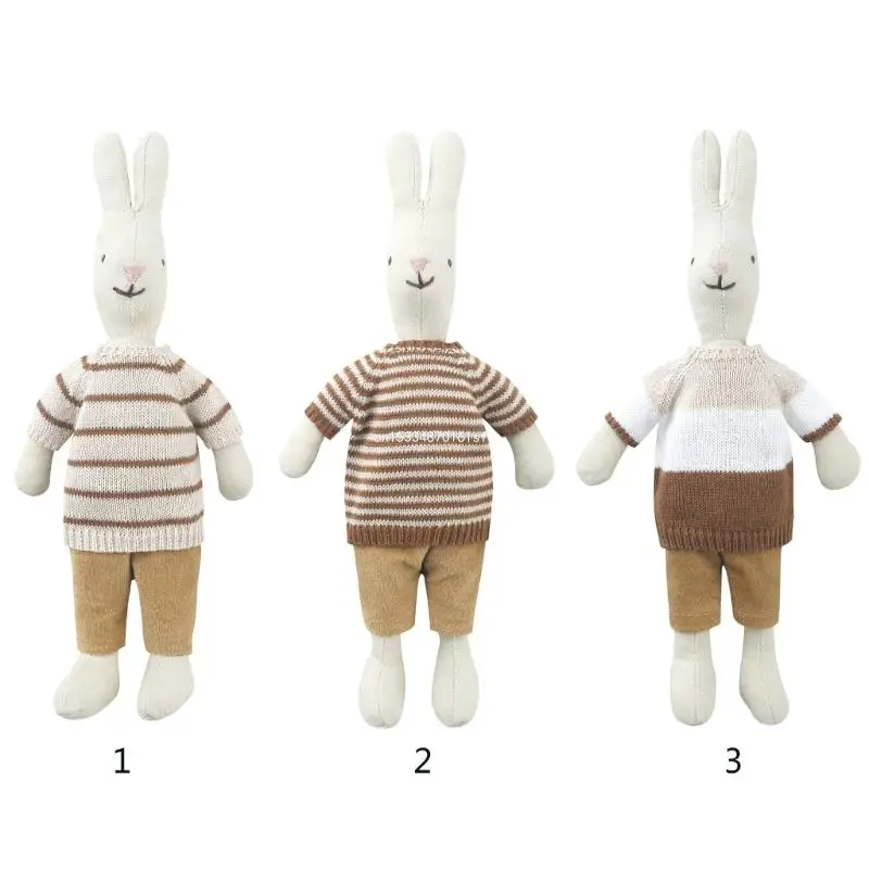 

Knit Stripe Sweater Plush Rabbit Kid Stuffed Toy for Toddler Accompany Toy Dropship