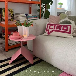 Dopamine Pink Coffee Table Y2K Cream Style Bedside Sofa Side Table Corner Table Storage Rack Magazine Stand