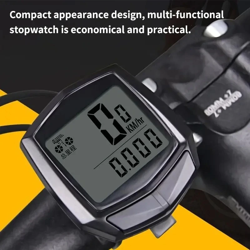 Bicycle Cycling Computer LCD Display Wired Odometer 15 Kinds of Functions Accurate Recording Auto Sleep Replaceable Battery