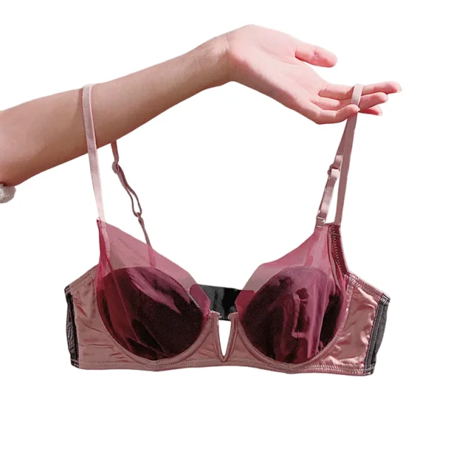 

KUCLUT French Mesh Sexy Smooth Underwear Push-up Thin Cup Bra Soft Underwire Bra