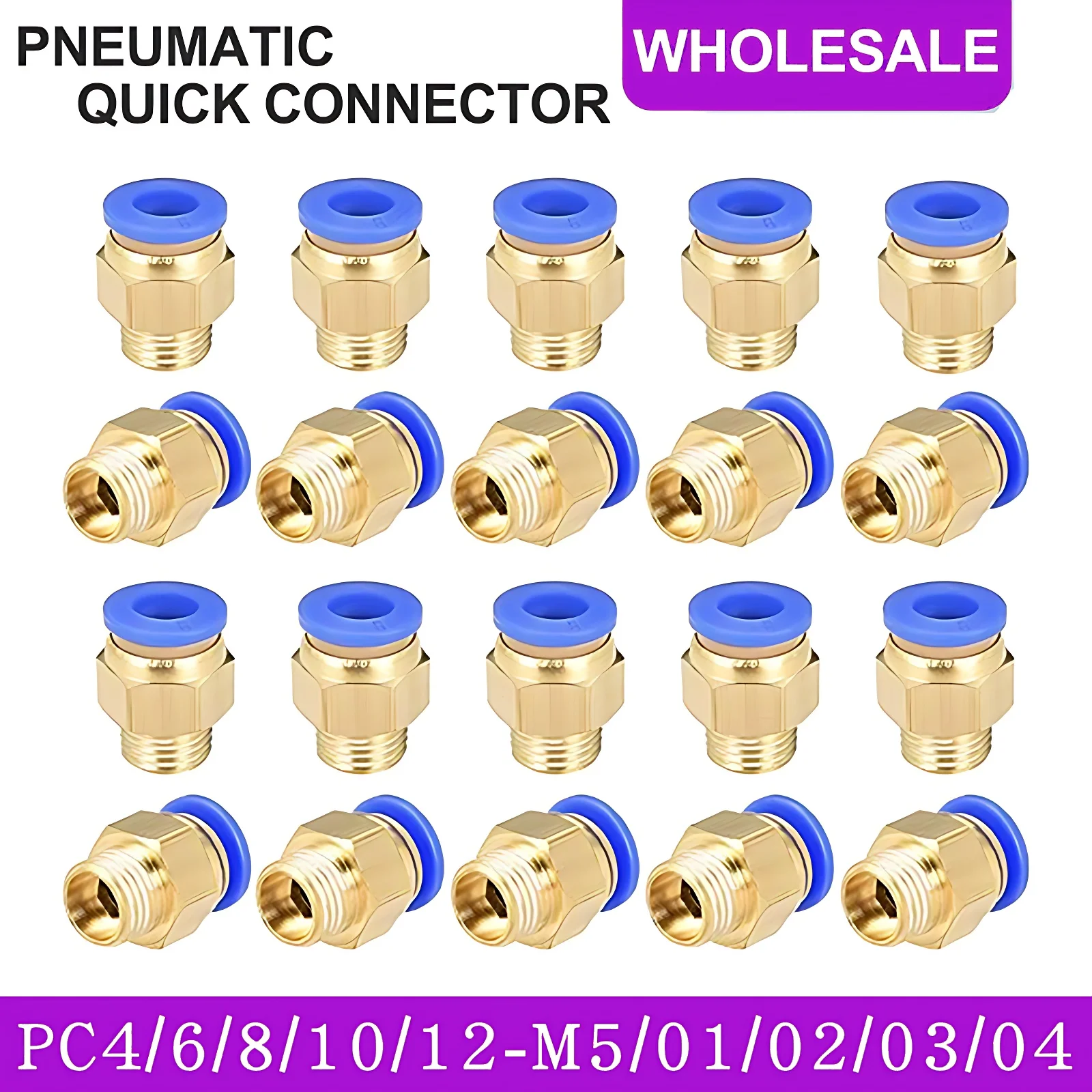 1000/50 PCs PC4 PC6 PC8 PC10 PC12 Straight Through Pneumatic Connector Joint Outer Diameter 4 To 12mm For 3D Printer Connector