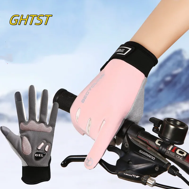 Cycling Gloves Professional GEL Liquid silicone Anti-Slip Anti-shock Full Finger Fishing Motorcycle MTB Road Bike Fleece Gloves