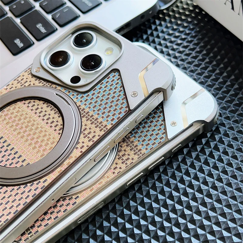 Рамка из алюминиевого сплава, магнитный поворотный держатель, чехол для iPhone 16, 13, 14, 15, Pro Max Plus, безрамный противоударный чехол Magsafe