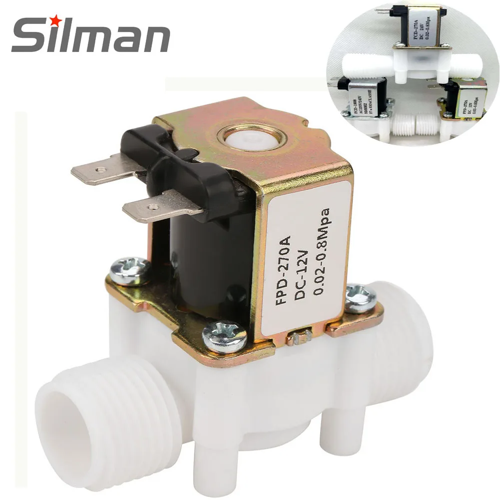 

1/2" Male Thread Plastic Solenoid Valve 12V24V220V DC Magnetic Water Control Valve Pneumatic Pressure Controller Switch Diverter