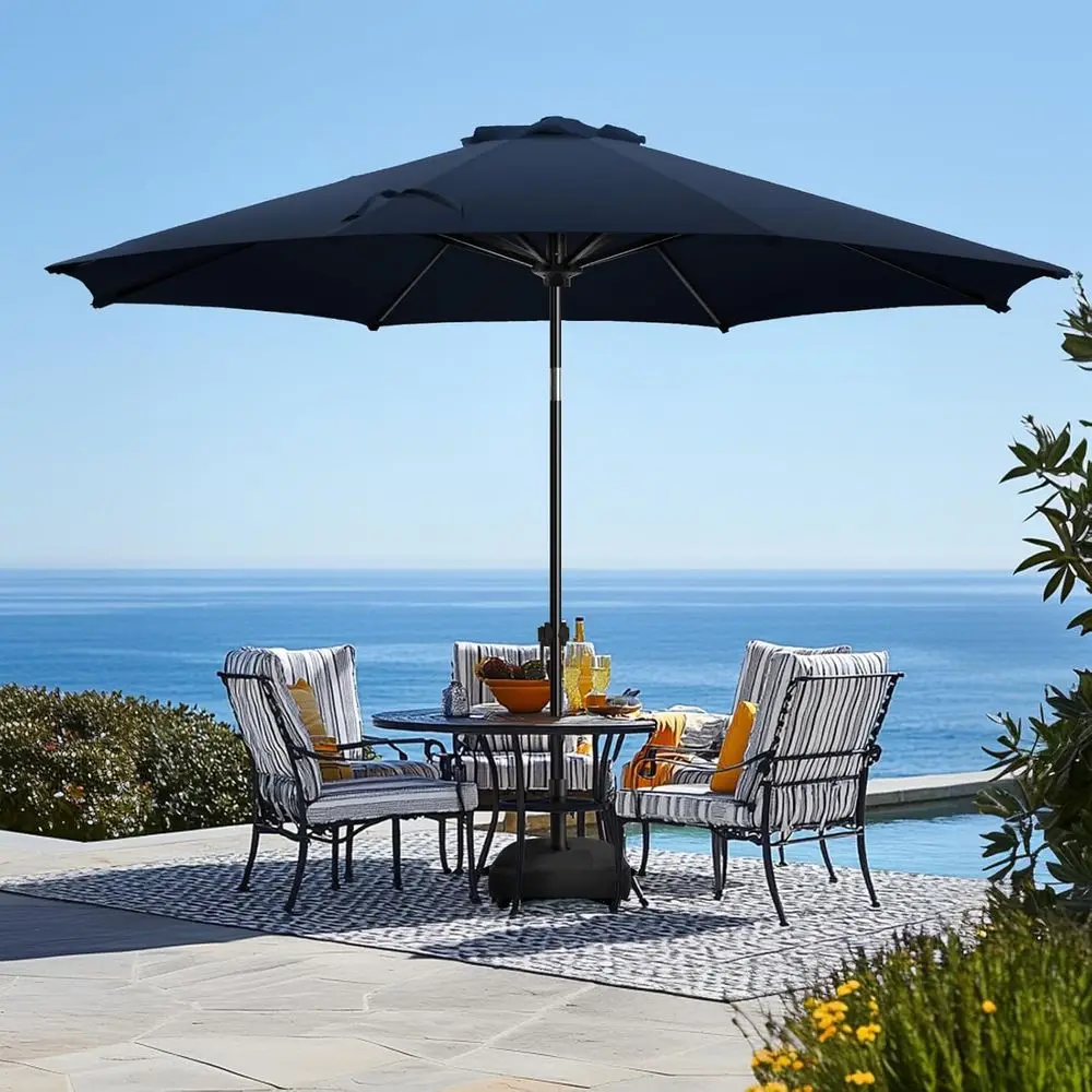 

9-Foot Patio Umbrella with Base, Outdoor Umbrella Set, Durable 8 Ribs, Waterproof Polyester for Deck, Lawn, Garden, Backyard, Po