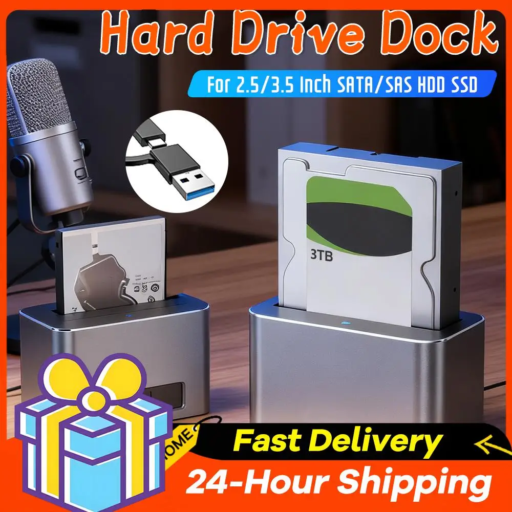 

Док-станция для жестких дисков SAS с адаптером USB 3.0, 5 Гбит/с, для 2.5/3.5-дюймовых SATA HDD/SSD, поддержка до 20 ТБ для 2.5/3.5-дюймовых SATA/SAS HDD/SSD