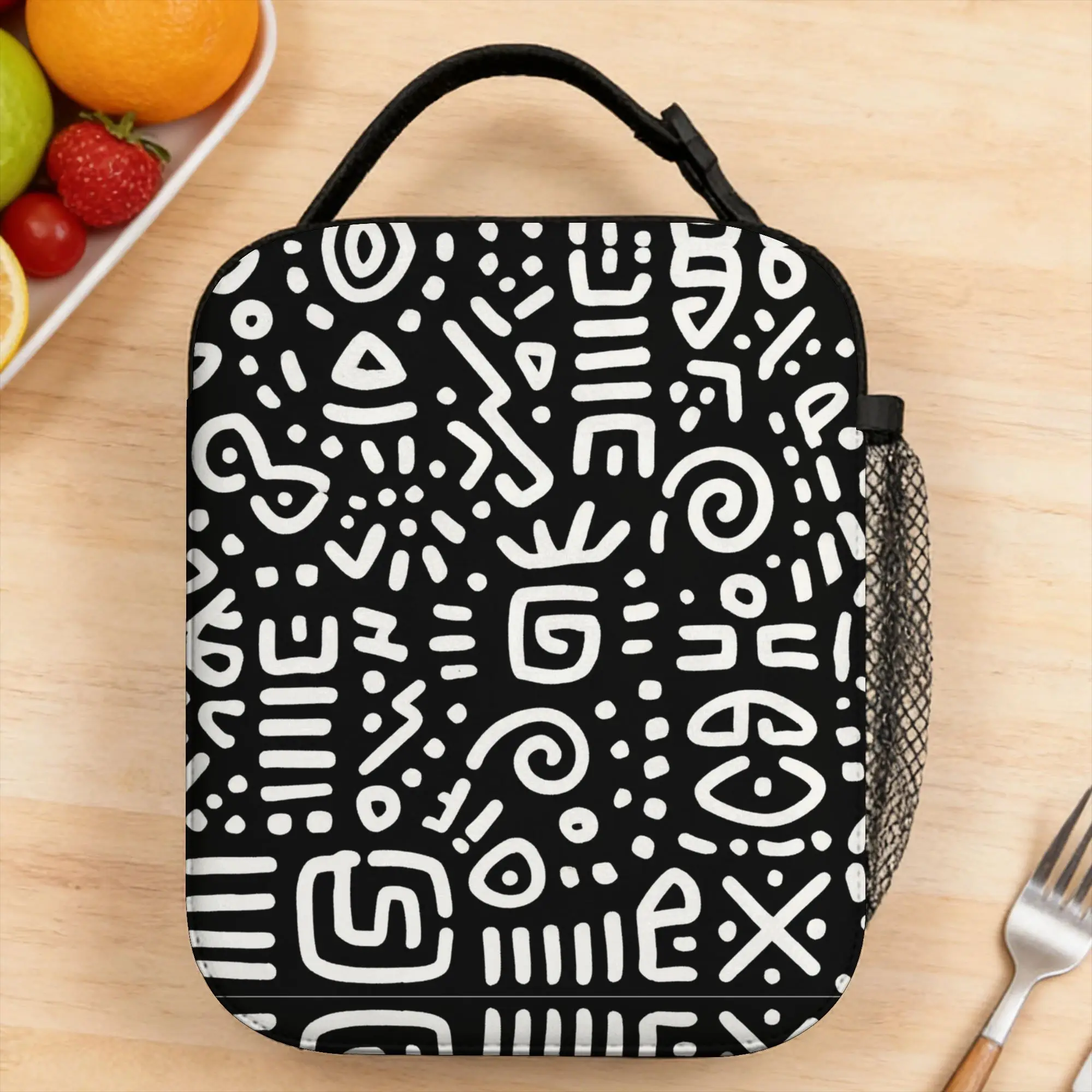 

New Zealand Māori Paua Pattern Koru Design Lunch Bag Aesthetic Office Lunch Box Print Portable Thermal Lunch Bags