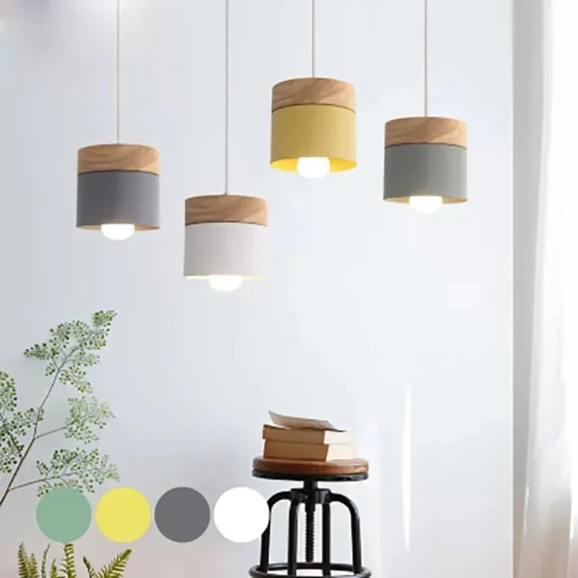 

Nordic Wooden Pendant Light for Kitchen Restaurant Hanging Lamp Suspension Ceiling Chandeliers Decoration Wood Luminaire Bedroom